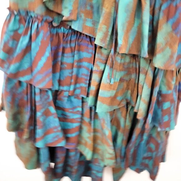 Ulla Johnson Zenat Tiered Asymmetric Ruffle Silk Gown in Emerald 12 - Picture 5 of 10